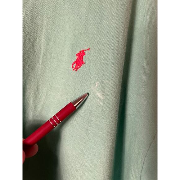 Polo Ralph Lauren T Shirt Mens Green Solid Crew Classic Red Pony Size XLarge - Picture 4 of 5